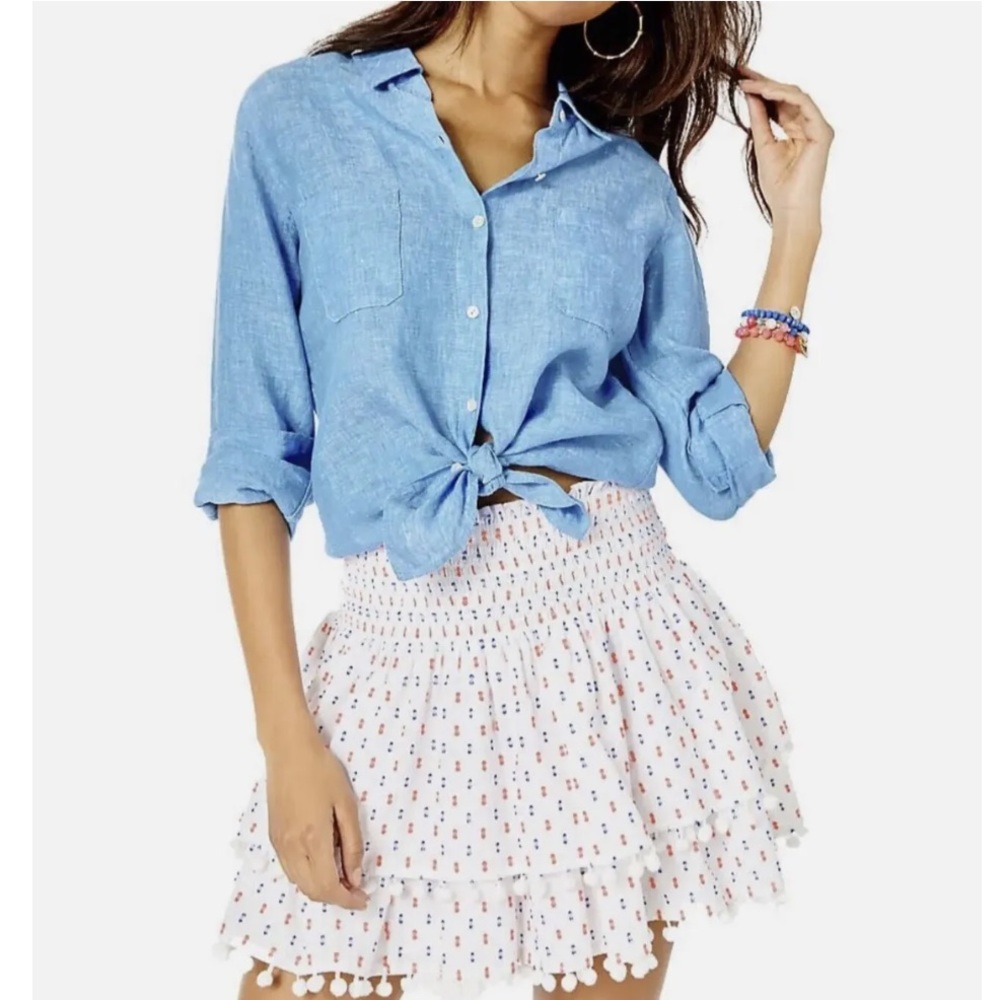 NWT Lilly Pulitzer Ethenia Resort White Neon Gauze Clip Skirt J22‎